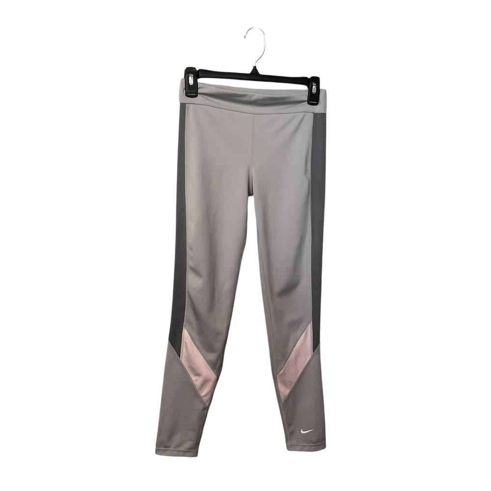 Nike Dri-FIT‎ Womens XL Gray Colorblock Leggings 7/8 Crop Training Tights Pink